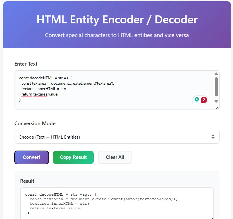 html entity encoder