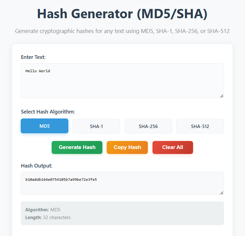 Hash Generator Online
