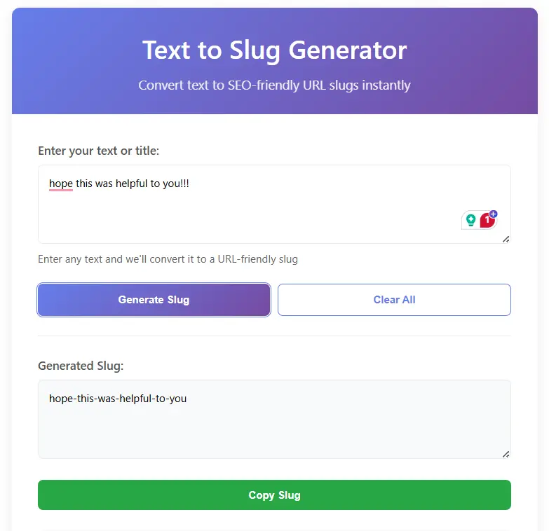 text to slug